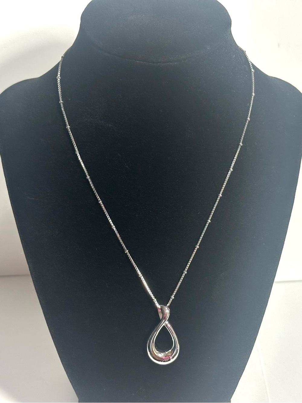 Lia Sophia Silver Tone Teardrop Infinity Pendant Necklace